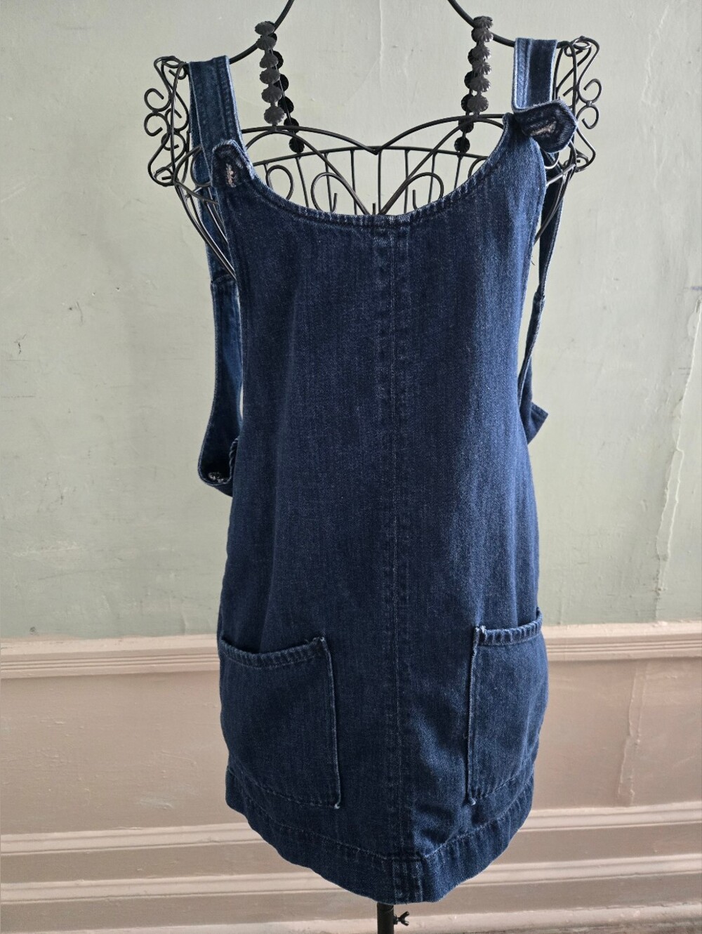 Denim Jumper Dress - Blue Denim. Large Pockets.